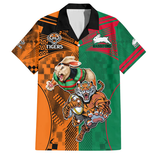 Custom Wests Tigers and Rabbitohs Rugby Hawaiian Shirt Sporty Style LT9