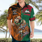 Custom Wests Tigers and Rabbitohs Rugby Hawaiian Shirt Sporty Style LT9