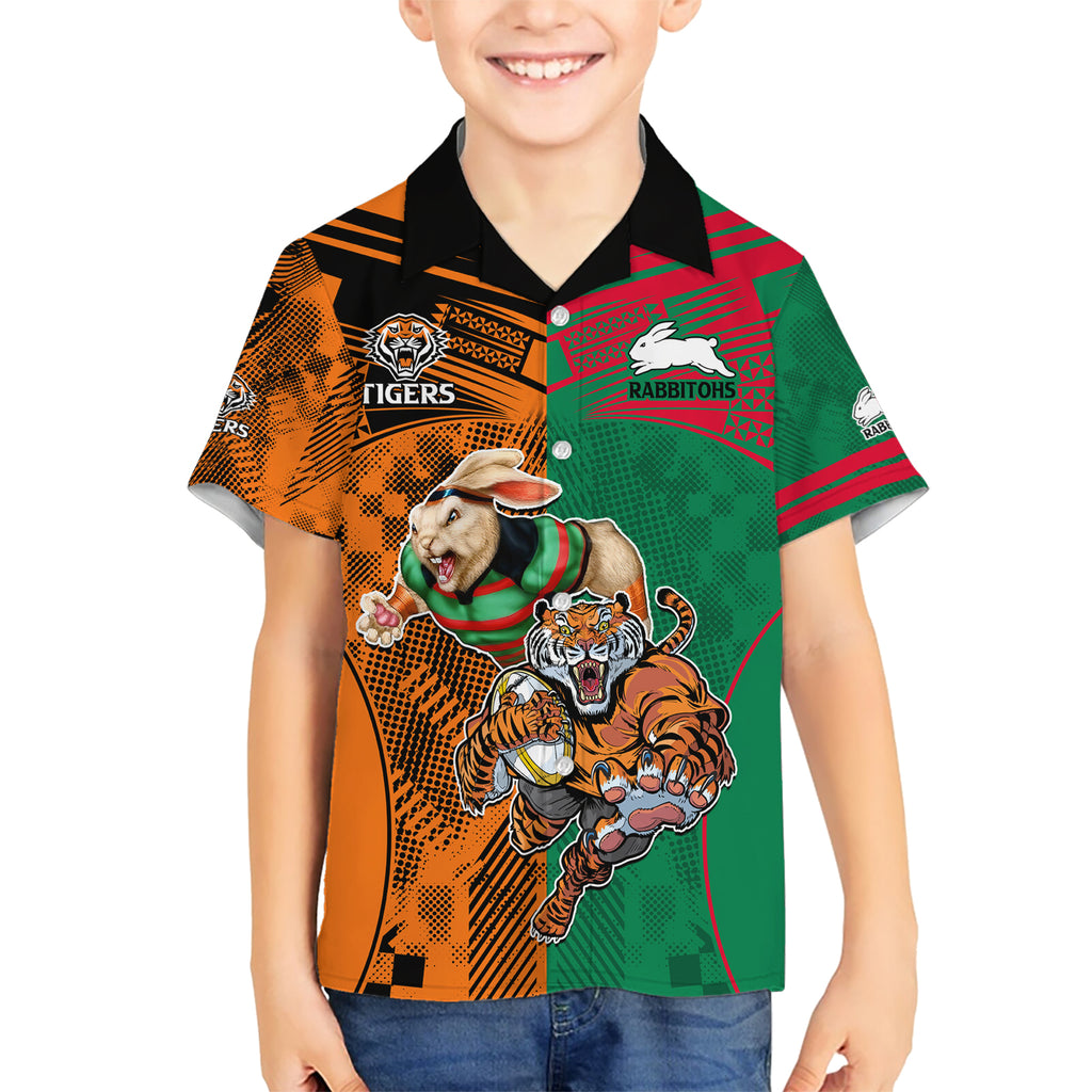 Custom Wests Tigers and Rabbitohs Rugby Hawaiian Shirt Sporty Style LT9