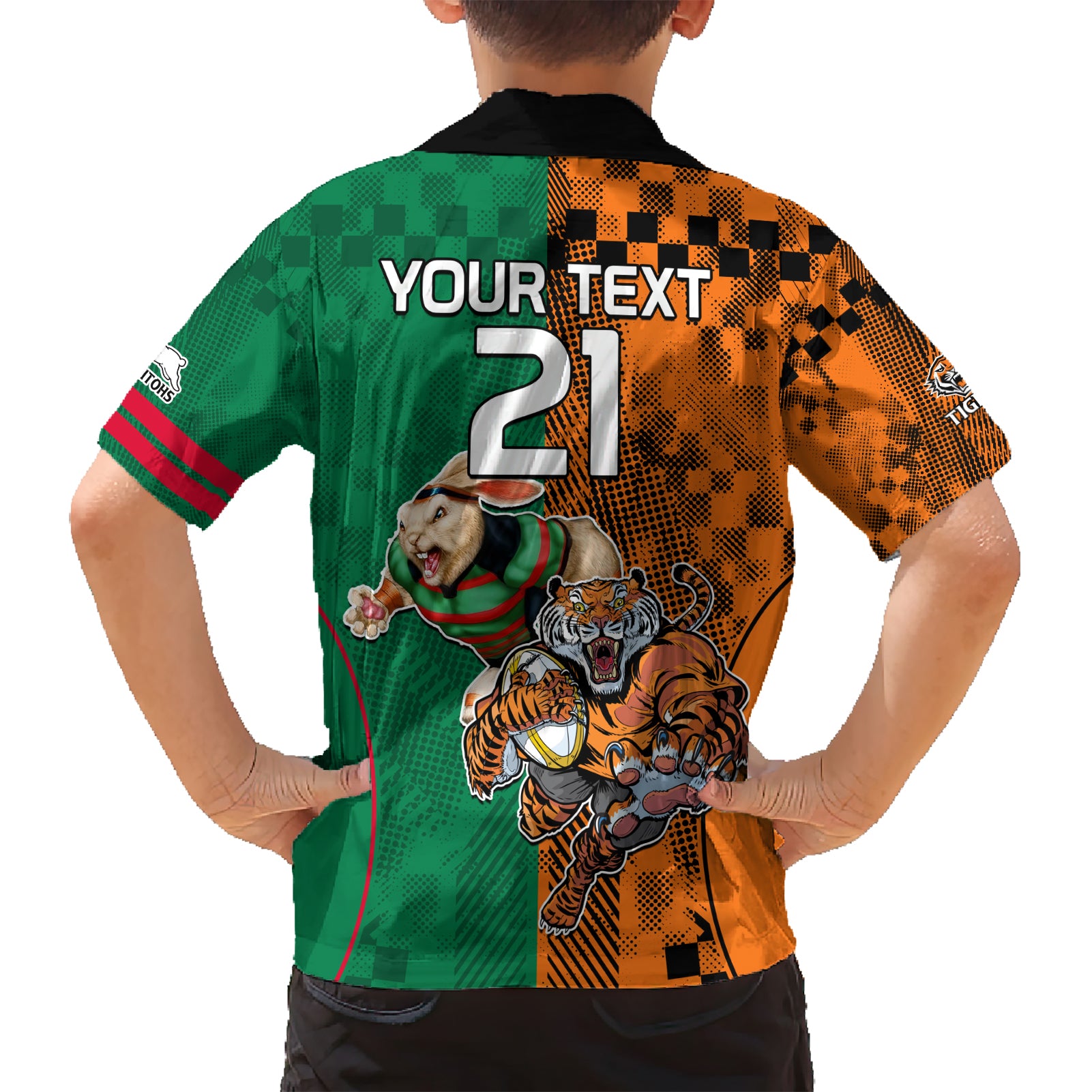 Custom Wests Tigers and Rabbitohs Rugby Hawaiian Shirt Sporty Style LT9