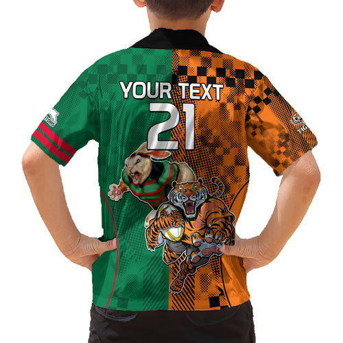 Custom Wests Tigers and Rabbitohs Rugby Hawaiian Shirt Sporty Style LT9