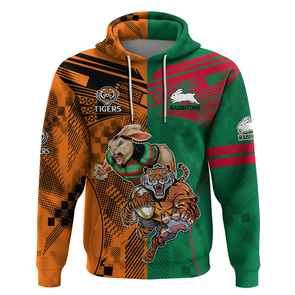 Custom Wests Tigers and Rabbitohs Rugby Hoodie Sporty Style LT9