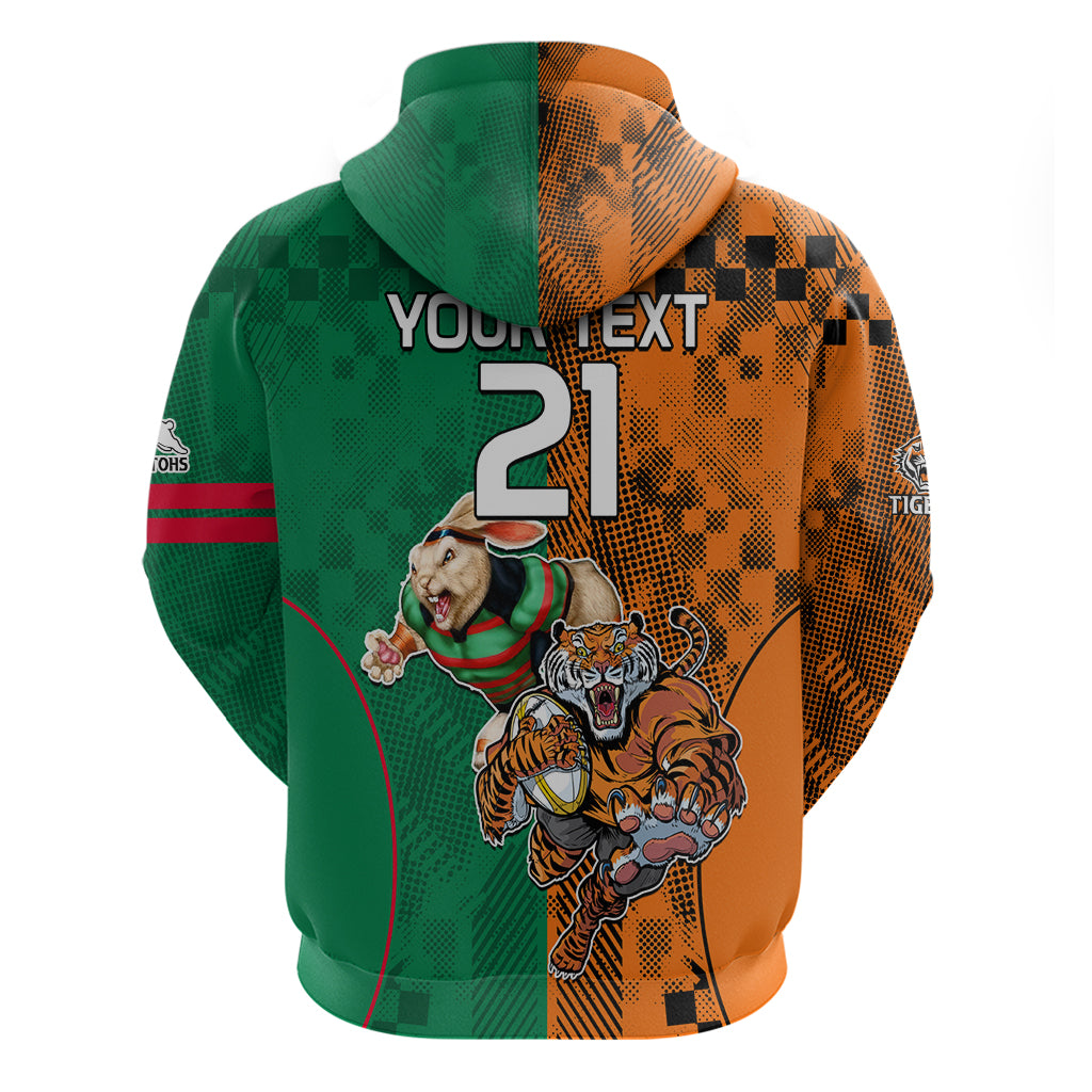 Custom Wests Tigers and Rabbitohs Rugby Hoodie Sporty Style LT9