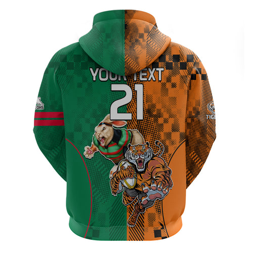 Custom Wests Tigers and Rabbitohs Rugby Hoodie Sporty Style LT9