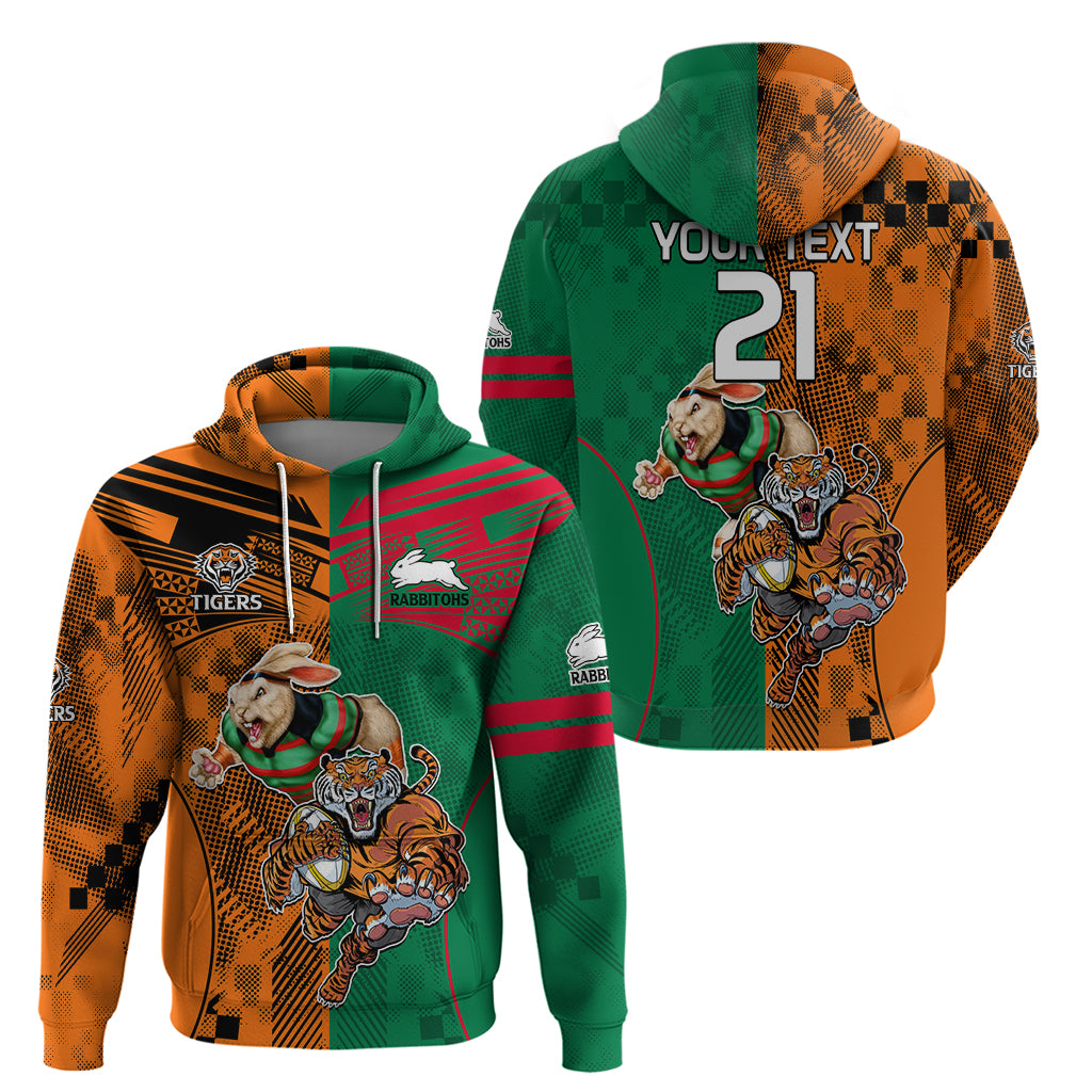 Custom Wests Tigers and Rabbitohs Rugby Hoodie Sporty Style LT9