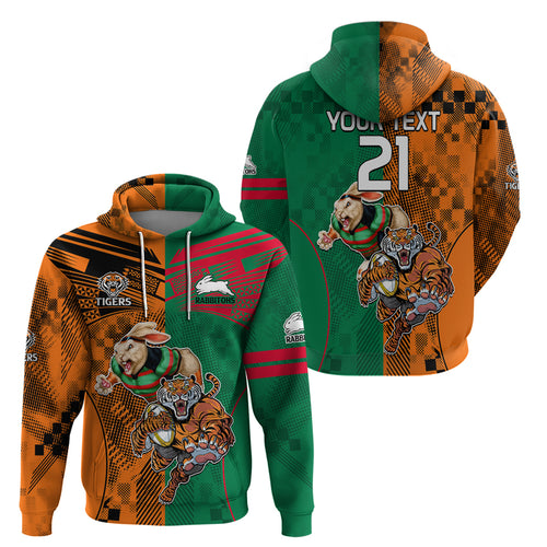 Custom Wests Tigers and Rabbitohs Rugby Hoodie Sporty Style LT9