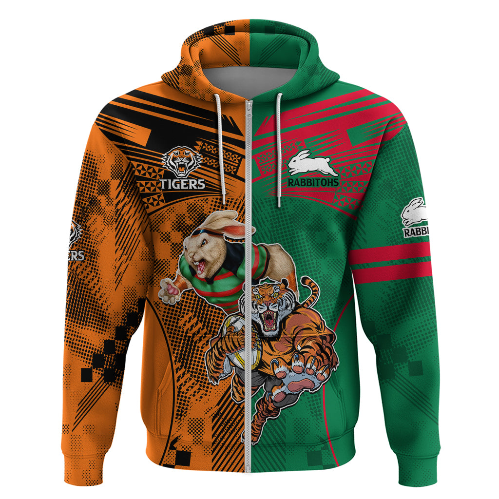 Custom Wests Tigers and Rabbitohs Rugby Hoodie Sporty Style LT9