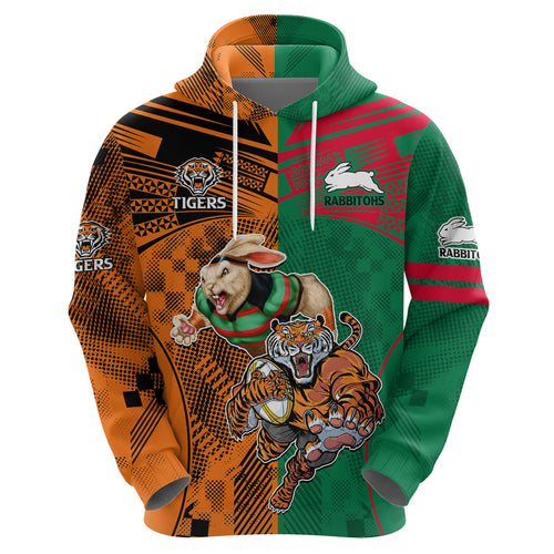 Custom Wests Tigers and Rabbitohs Rugby Hoodie Sporty Style LT9