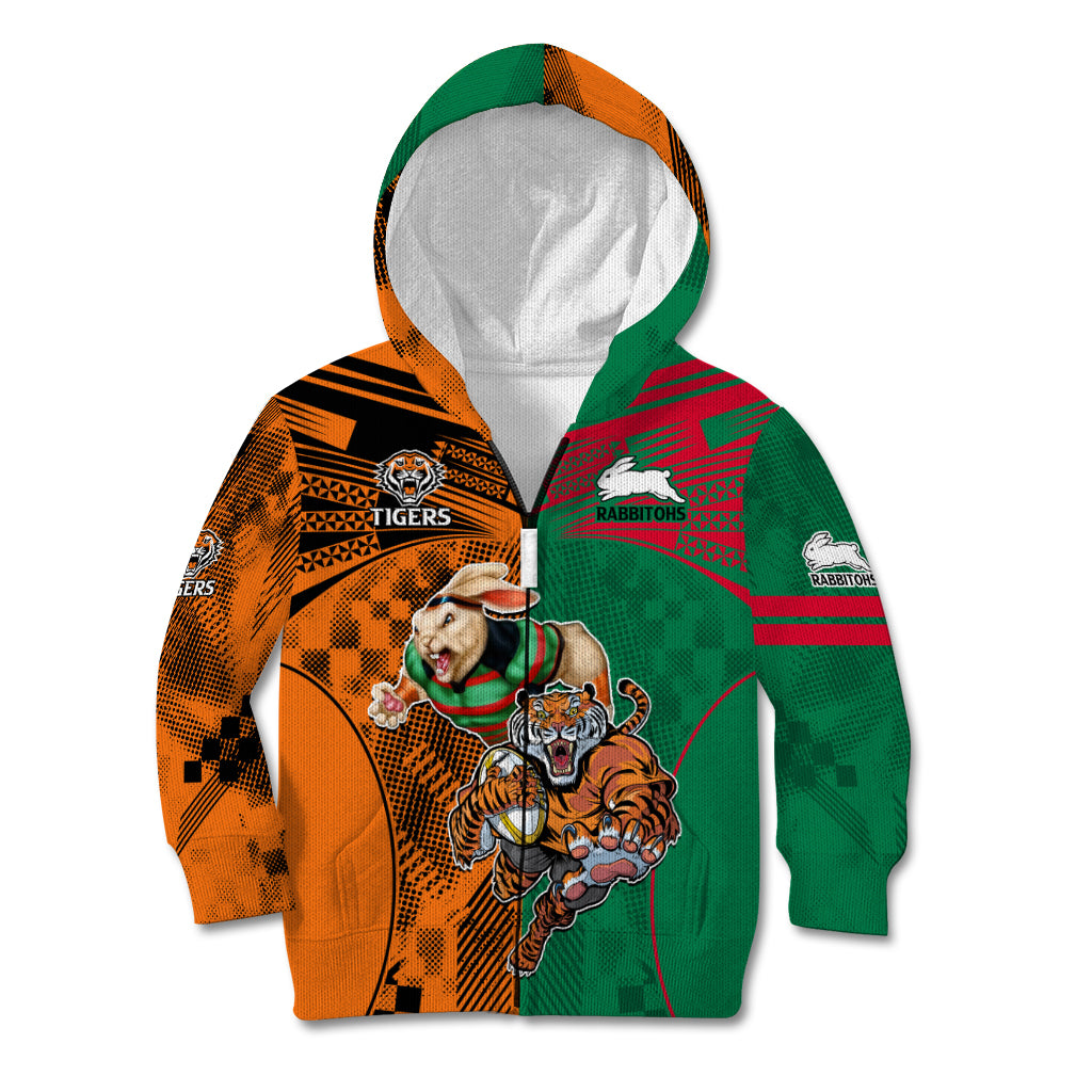 Custom Wests Tigers and Rabbitohs Rugby Kid Hoodie Sporty Style LT9
