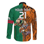 Custom Wests Tigers and Rabbitohs Rugby Long Sleeve Button Shirt Sporty Style LT9
