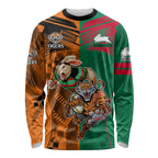 Custom Wests Tigers and Rabbitohs Rugby Long Sleeve Shirt Sporty Style LT9