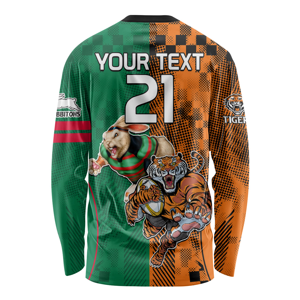 Custom Wests Tigers and Rabbitohs Rugby Long Sleeve Shirt Sporty Style LT9
