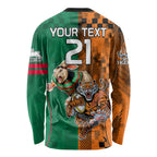 Custom Wests Tigers and Rabbitohs Rugby Long Sleeve Shirt Sporty Style LT9