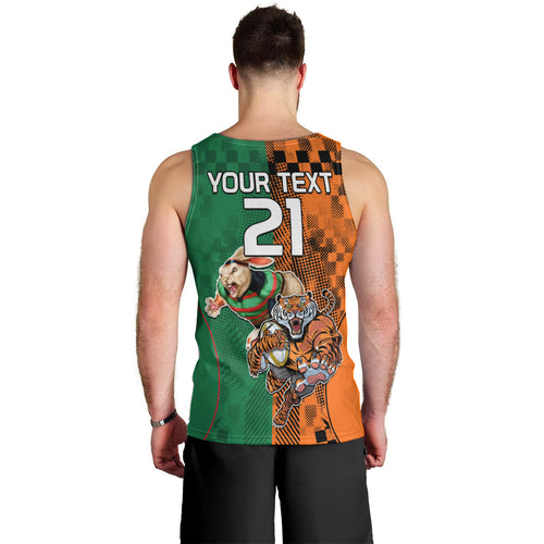 Custom Wests Tigers and Rabbitohs Rugby Men Tank Top Sporty Style LT9