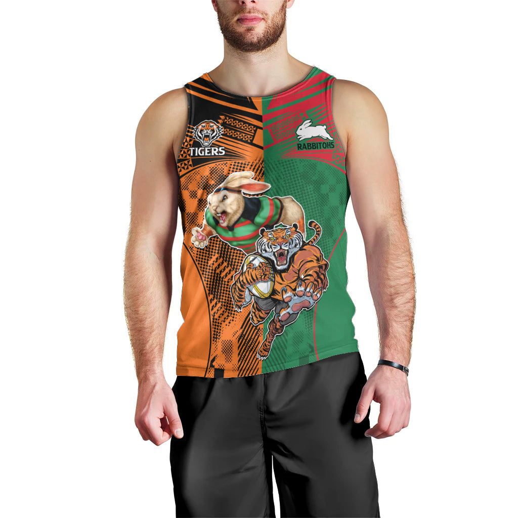 Custom Wests Tigers and Rabbitohs Rugby Men Tank Top Sporty Style LT9
