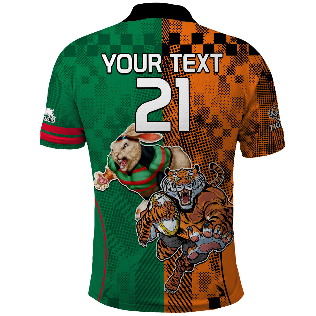 Custom Wests Tigers and Rabbitohs Rugby Polo Shirt Sporty Style LT9