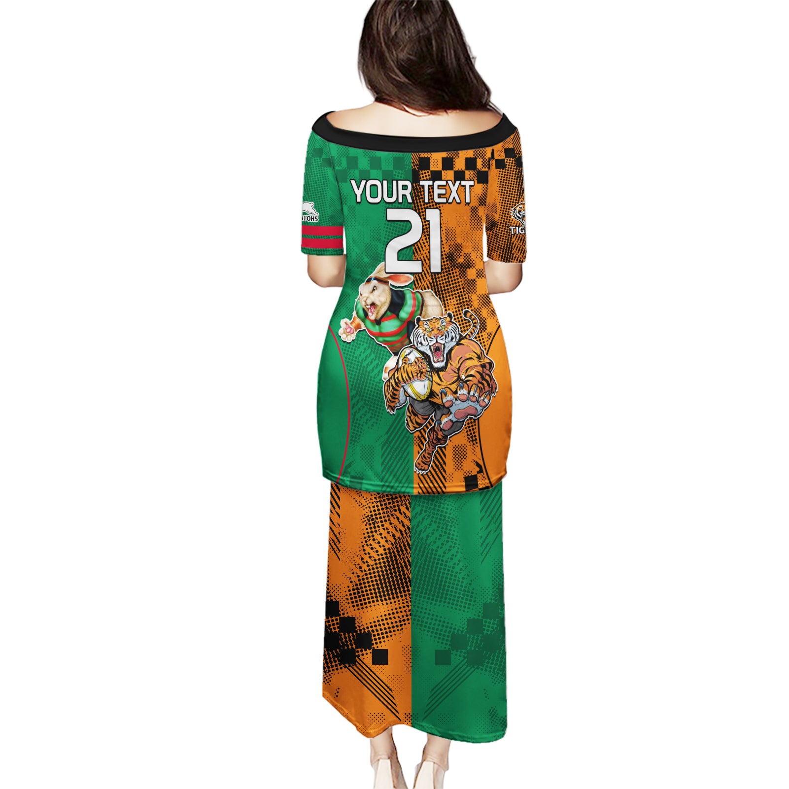 Custom Wests Tigers and Rabbitohs Rugby Puletasi Sporty Style LT9