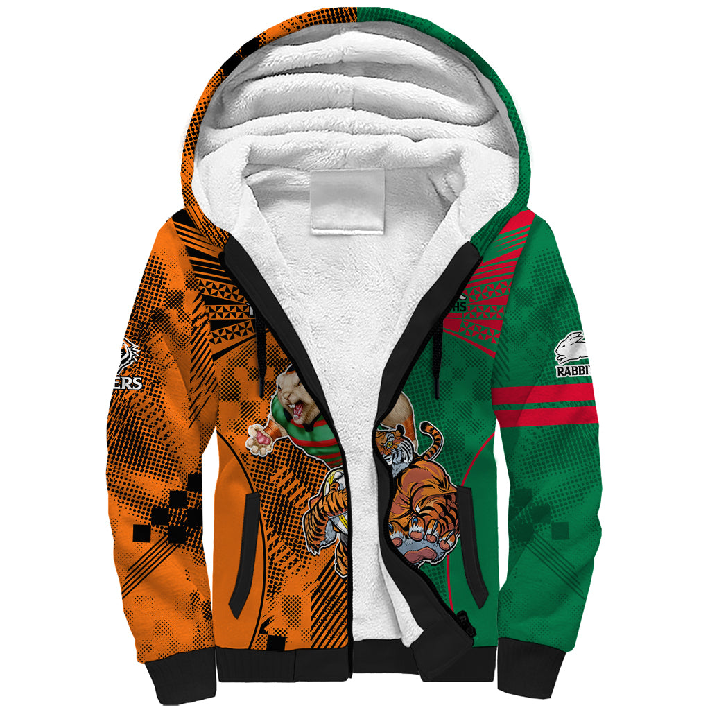Custom Wests Tigers and Rabbitohs Rugby Sherpa Hoodie Sporty Style LT9