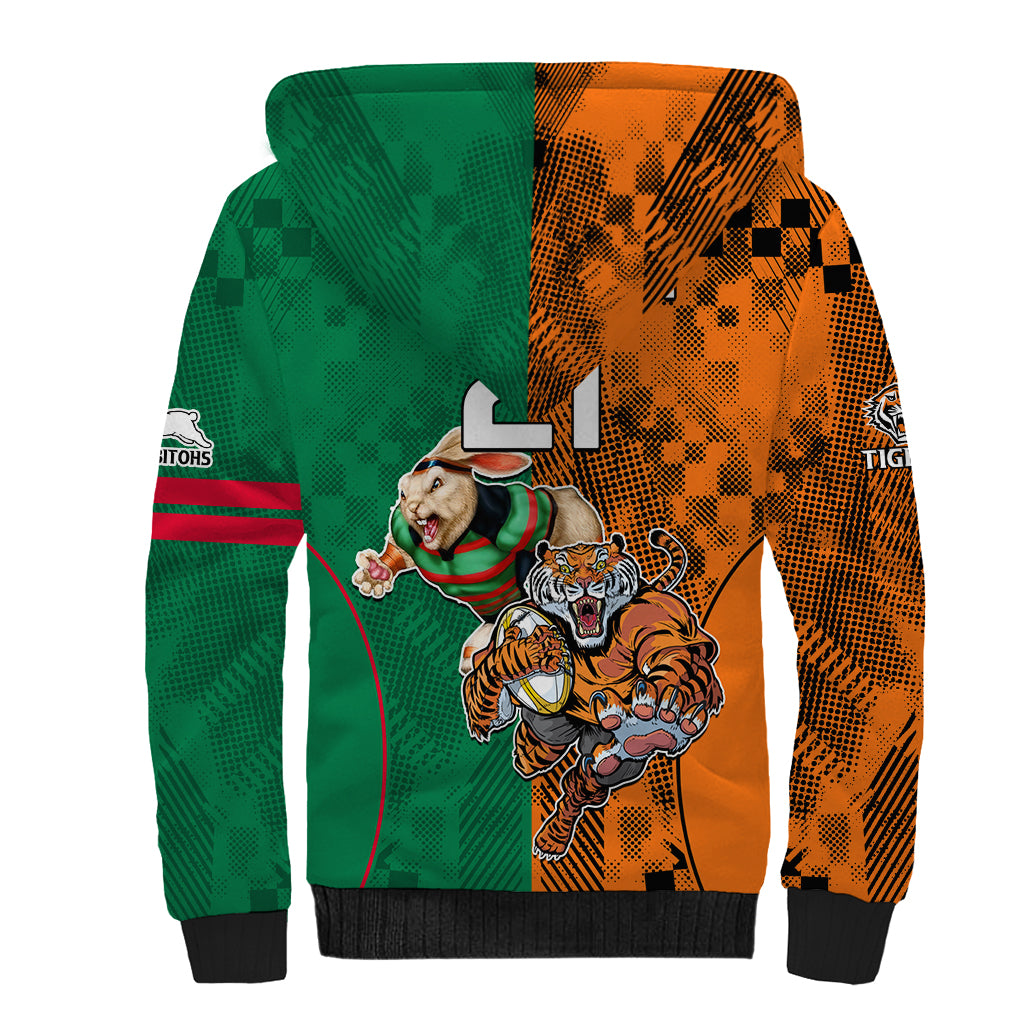 Custom Wests Tigers and Rabbitohs Rugby Sherpa Hoodie Sporty Style LT9