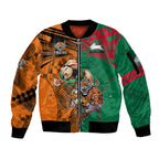 Custom Wests Tigers and Rabbitohs Rugby Sleeve Zip Bomber Jacket Sporty Style LT9