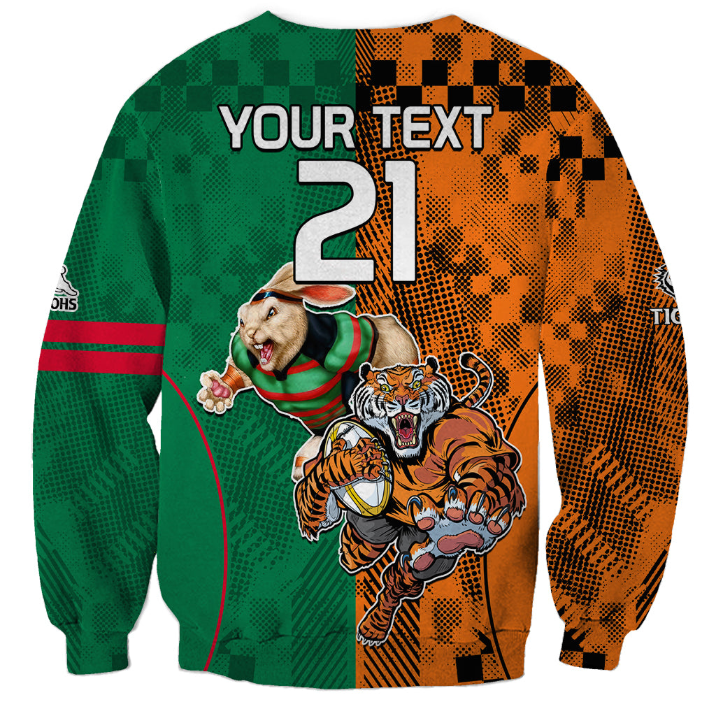 Custom Wests Tigers and Rabbitohs Rugby Sweatshirt Sporty Style LT9