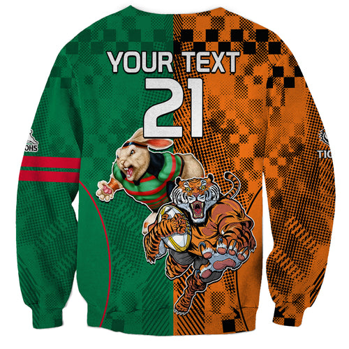 Custom Wests Tigers and Rabbitohs Rugby Sweatshirt Sporty Style LT9