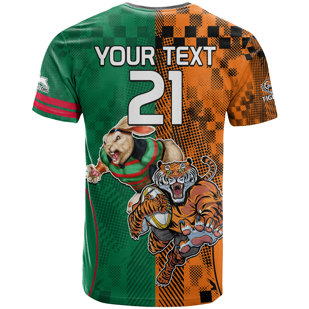 Custom Wests Tigers and Rabbitohs Rugby T Shirt Sporty Style LT9