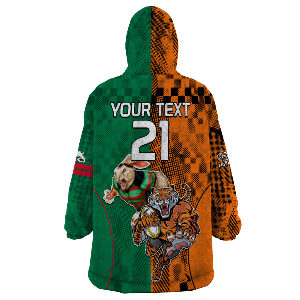 Custom Wests Tigers and Rabbitohs Rugby Wearable Blanket Hoodie Sporty Style LT9