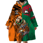 Custom Wests Tigers and Rabbitohs Rugby Wearable Blanket Hoodie Sporty Style LT9