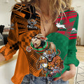 Custom Wests Tigers and Rabbitohs Rugby Women Casual Shirt Sporty Style LT9