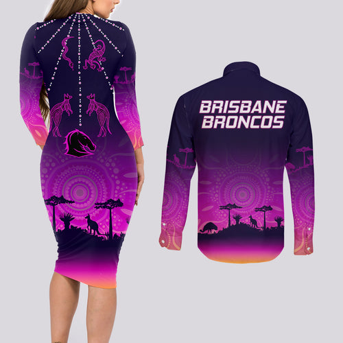 nrl-broncos-couples-matching-long-sleeve-bodycon-dress-and-long-sleeve-button-shirts-the-starry-night-indigenous-aboriginal