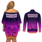 nrl-broncos-couples-matching-off-shoulder-short-dress-and-long-sleeve-button-shirts-the-starry-night-indigenous-aboriginal