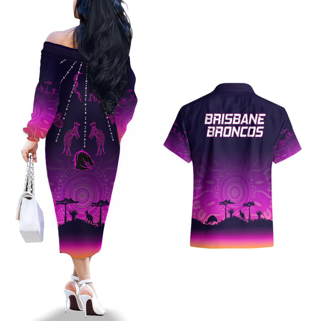nrl-broncos-couples-matching-off-the-shoulder-long-sleeve-dress-and-hawaiian-shirt-the-starry-night-indigenous-aboriginal