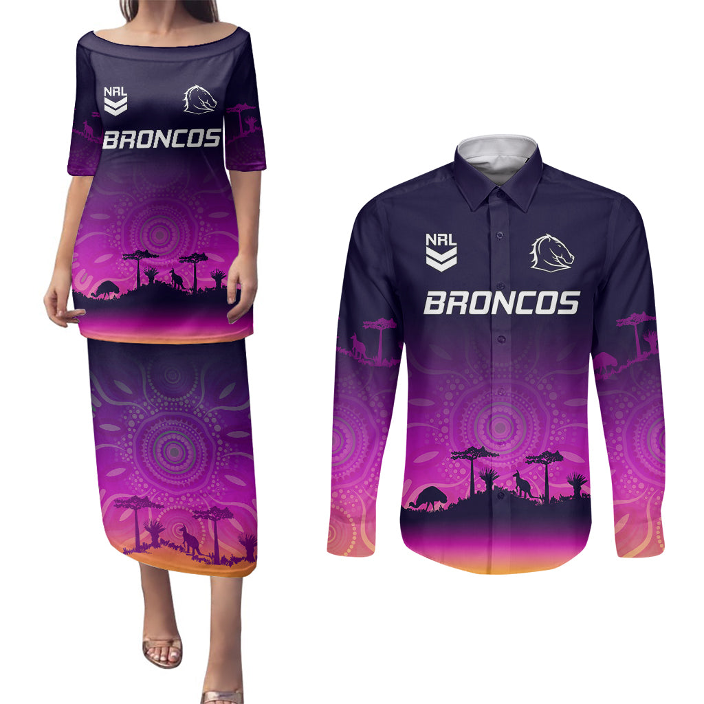nrl-broncos-couples-matching-puletasi-dress-and-long-sleeve-button-shirts-the-starry-night-indigenous-aboriginal