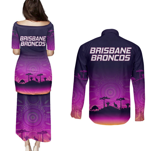 nrl-broncos-couples-matching-puletasi-dress-and-long-sleeve-button-shirts-the-starry-night-indigenous-aboriginal