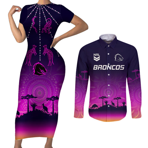nrl-broncos-couples-matching-short-sleeve-bodycon-dress-and-long-sleeve-button-shirts-the-starry-night-indigenous-aboriginal