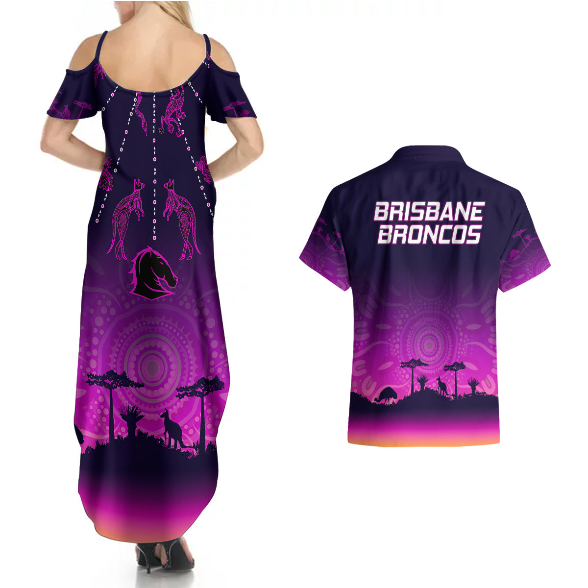 nrl-broncos-couples-matching-summer-maxi-dress-and-hawaiian-shirt-the-starry-night-indigenous-aboriginal