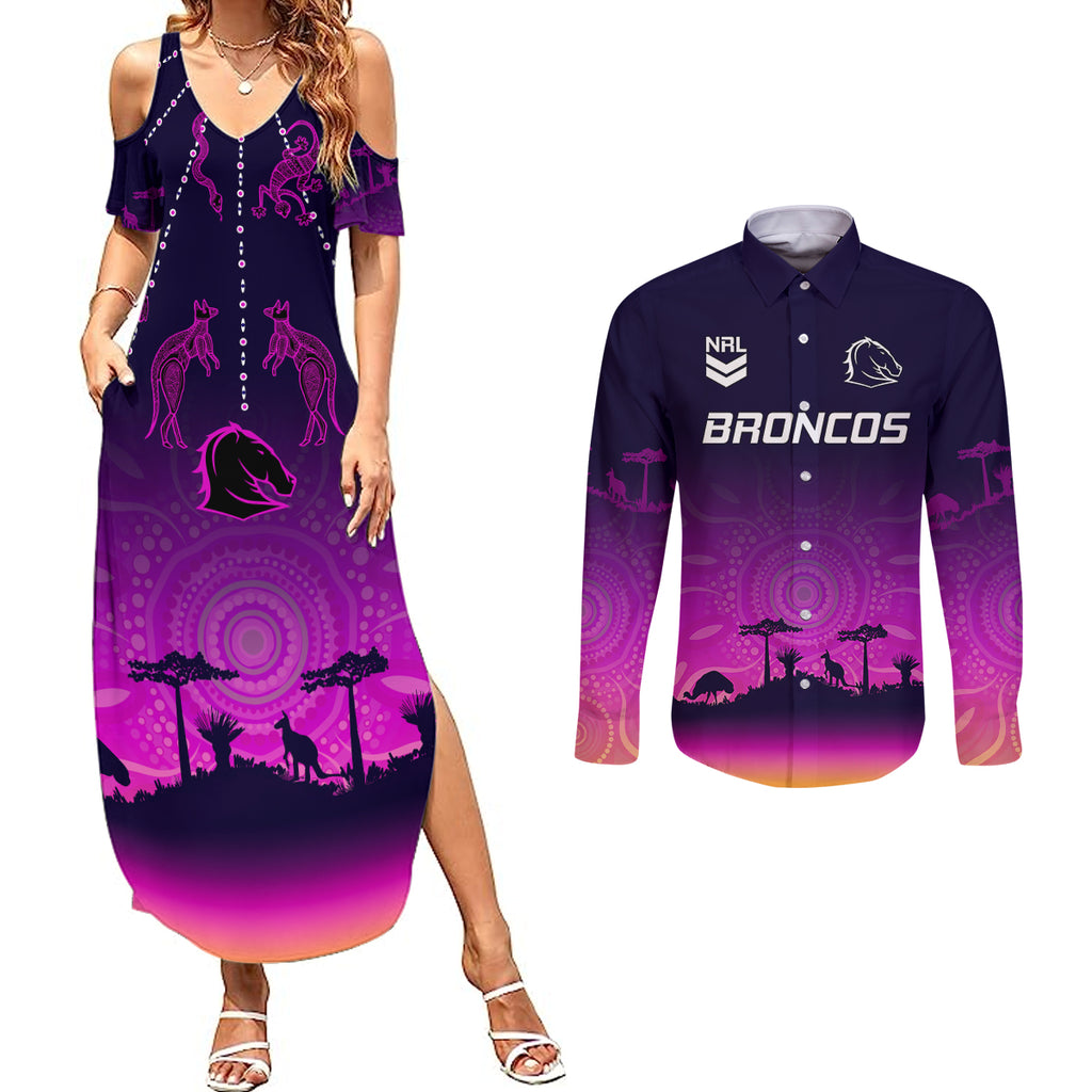 nrl-broncos-couples-matching-summer-maxi-dress-and-long-sleeve-button-shirts-the-starry-night-indigenous-aboriginal