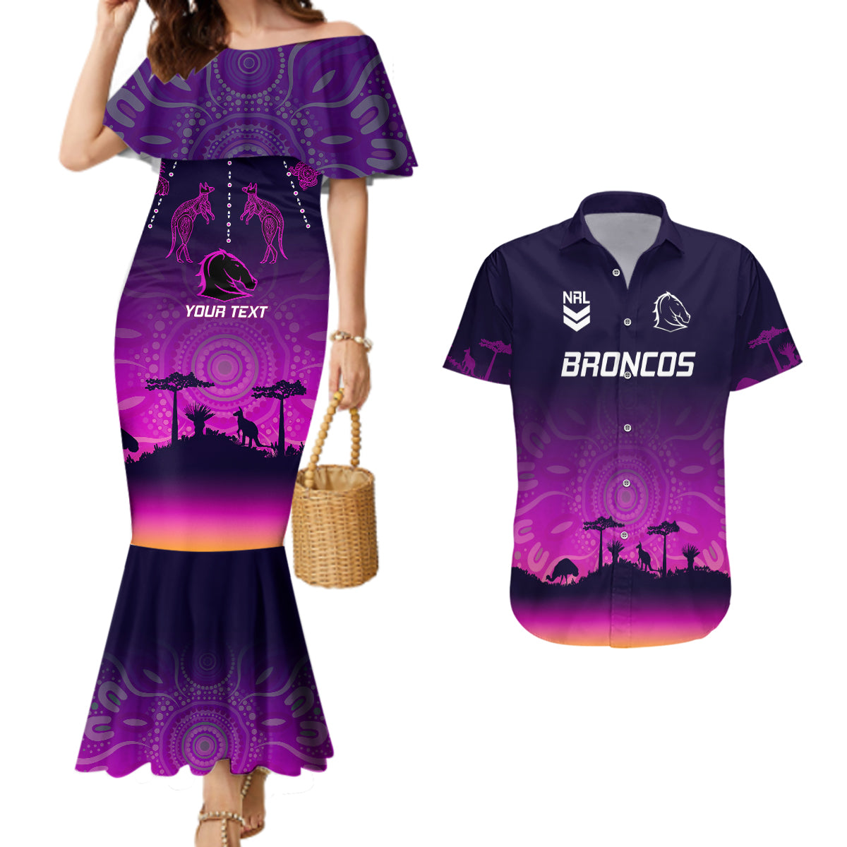 custom-nrl-broncos-couples-matching-mermaid-dress-and-hawaiian-shirt-the-starry-night-indigenous-aboriginal