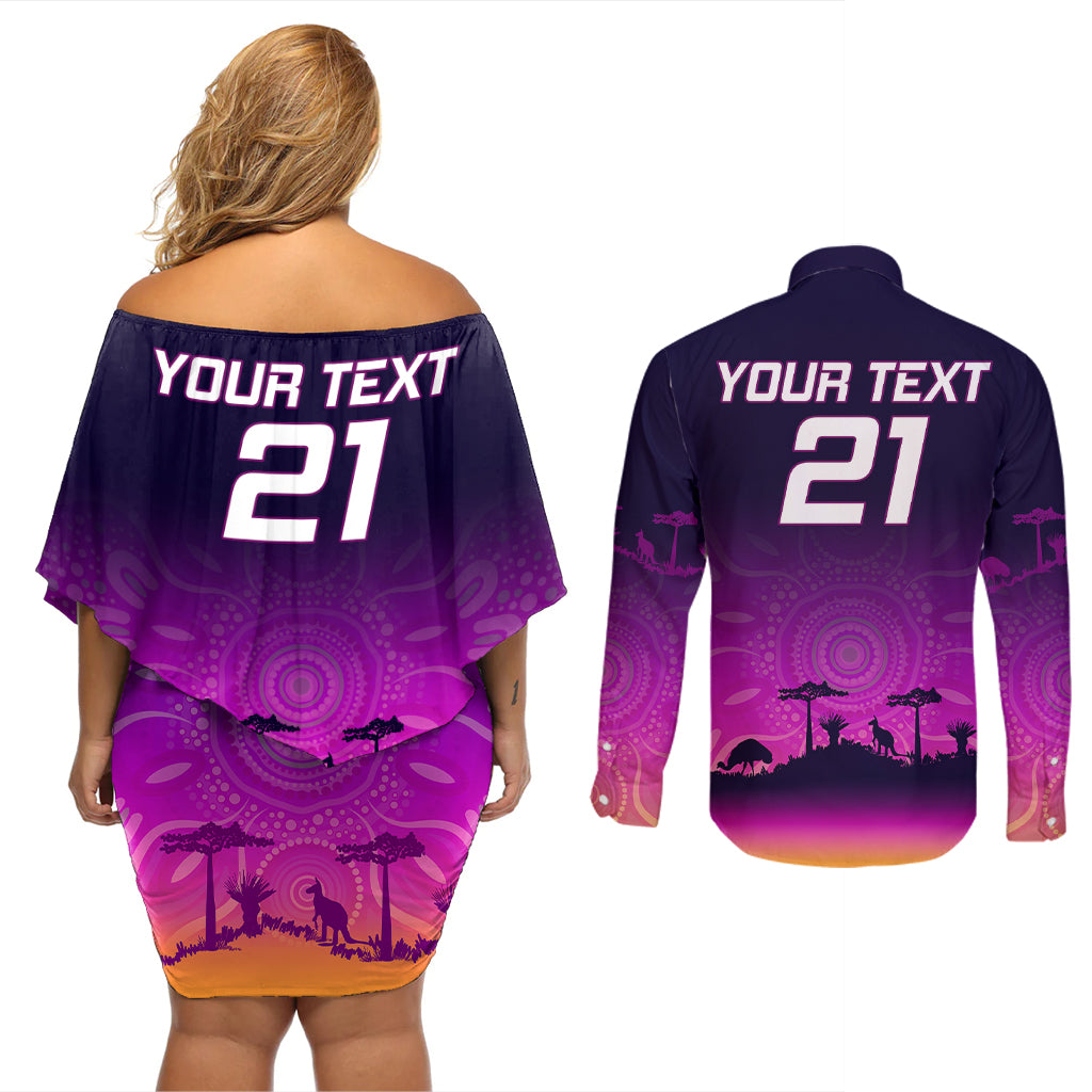 custom-nrl-broncos-couples-matching-off-shoulder-short-dress-and-long-sleeve-button-shirts-the-starry-night-indigenous-aboriginal