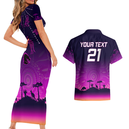 custom-nrl-broncos-couples-matching-short-sleeve-bodycon-dress-and-hawaiian-shirt-the-starry-night-indigenous-aboriginal