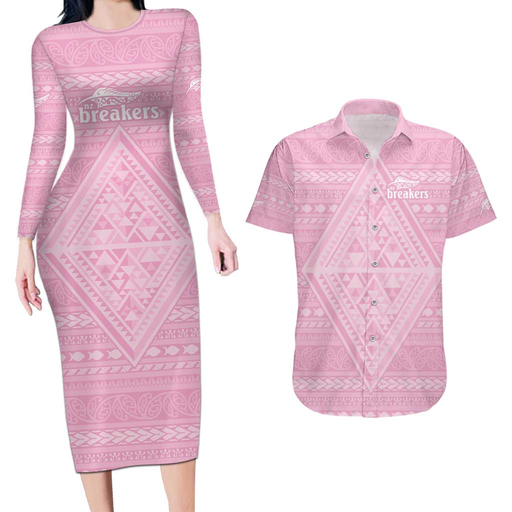 Custom New Zealand Basketball Indigenous Couples Matching Long Sleeve Bodycon Dress and Hawaiian Shirt - Aussie Hoodie