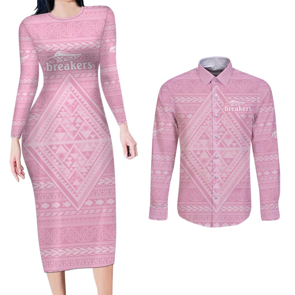 Custom New Zealand Basketball Indigenous Couples Matching Long Sleeve Bodycon Dress and Long Sleeve Button Shirt - Aussie Hoodie