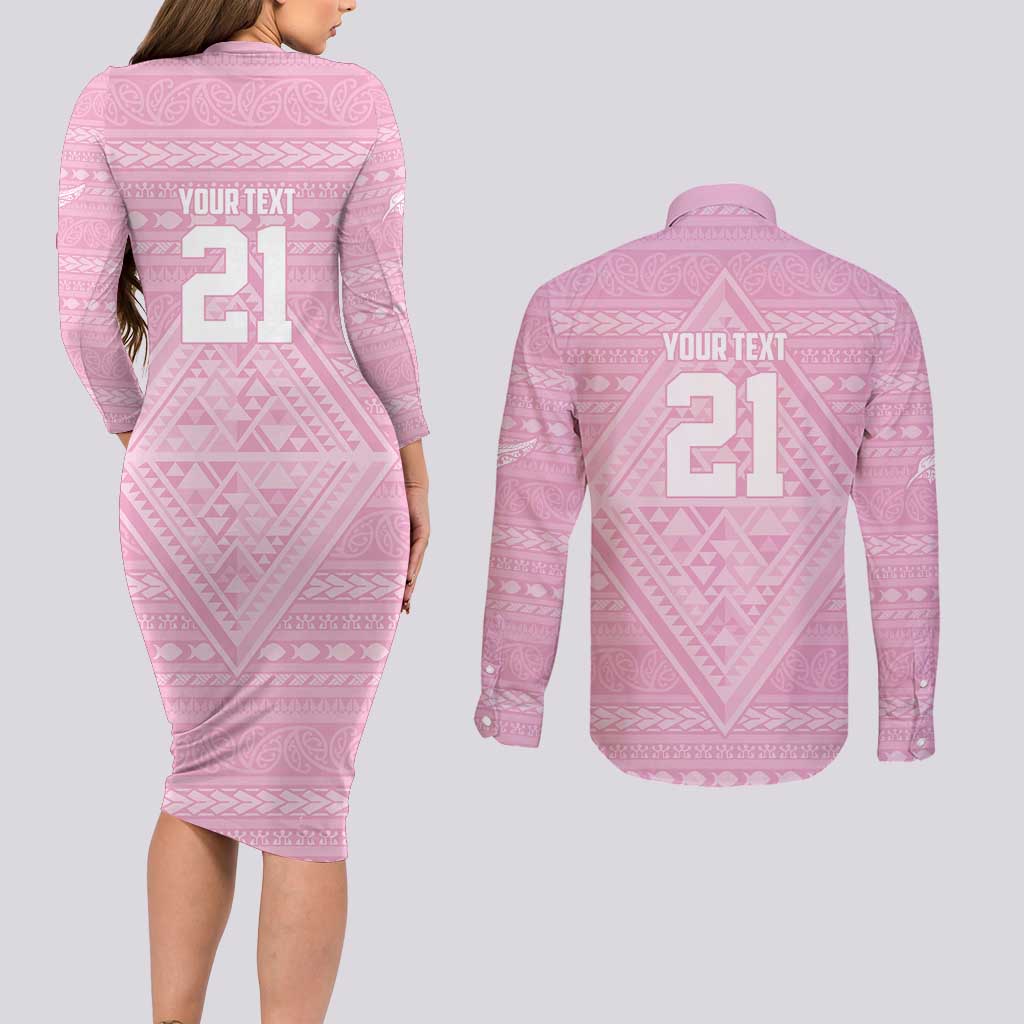 Custom New Zealand Basketball Indigenous Couples Matching Long Sleeve Bodycon Dress and Long Sleeve Button Shirt - Aussie Hoodie
