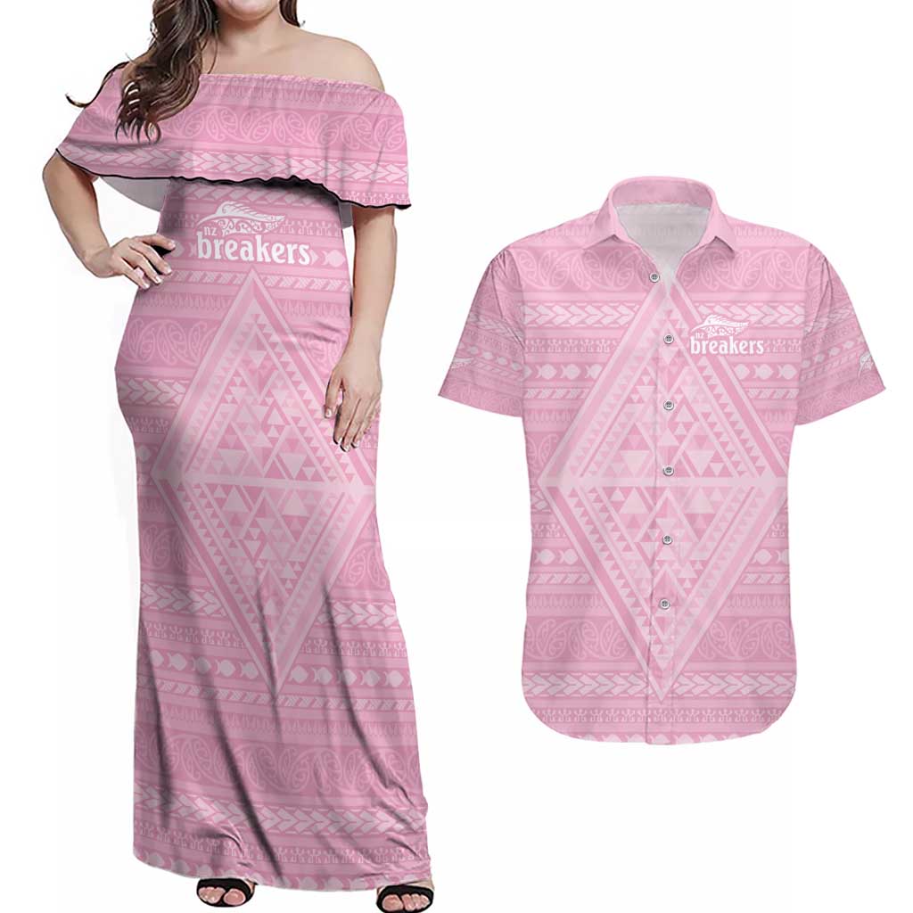 Custom New Zealand Basketball Indigenous Couples Matching Off Shoulder Maxi Dress and Hawaiian Shirt - Aussie Hoodie