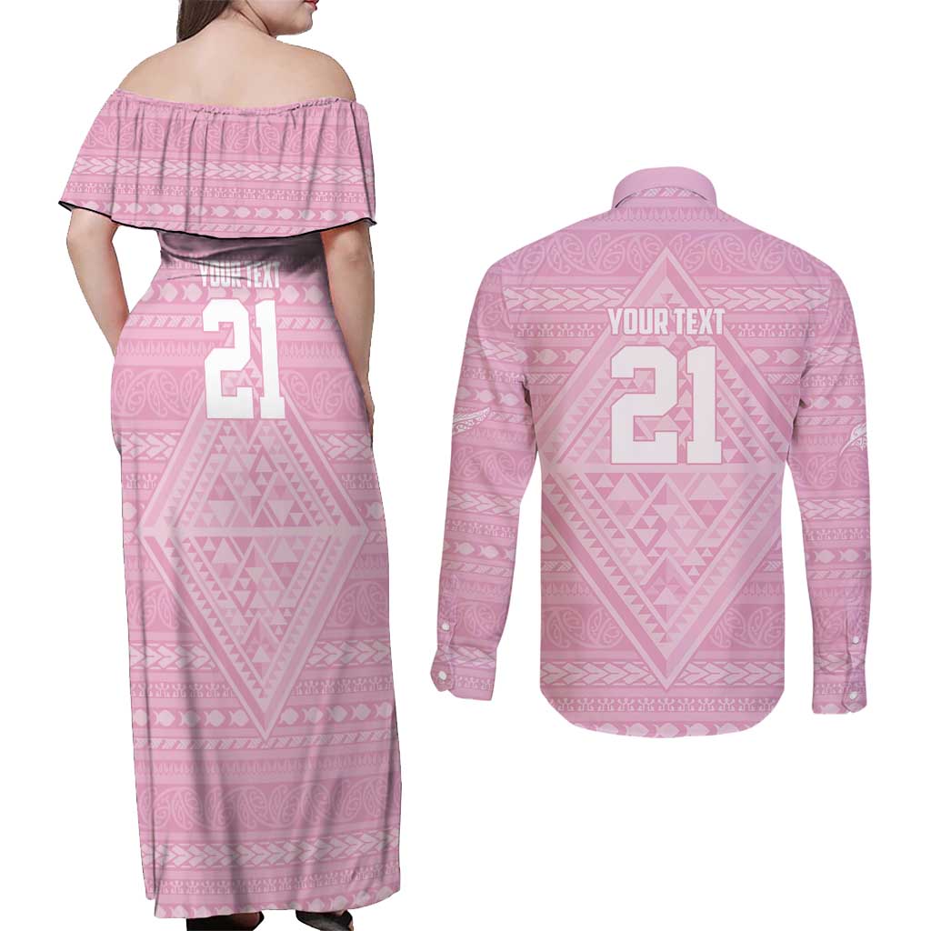 Custom New Zealand Basketball Indigenous Couples Matching Off Shoulder Maxi Dress and Long Sleeve Button Shirt - Aussie Hoodie