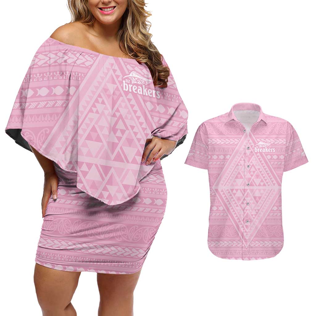 Custom New Zealand Basketball Indigenous Couples Matching Off Shoulder Short Dress and Hawaiian Shirt - Aussie Hoodie