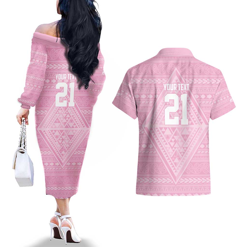 Custom New Zealand Basketball Indigenous Couples Matching Off The Shoulder Long Sleeve Dress and Hawaiian Shirt - Aussie Hoodie