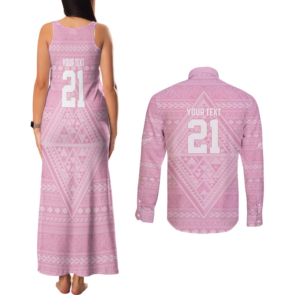 Custom New Zealand Basketball Indigenous Couples Matching Tank Maxi Dress and Long Sleeve Button Shirt - Aussie Hoodie