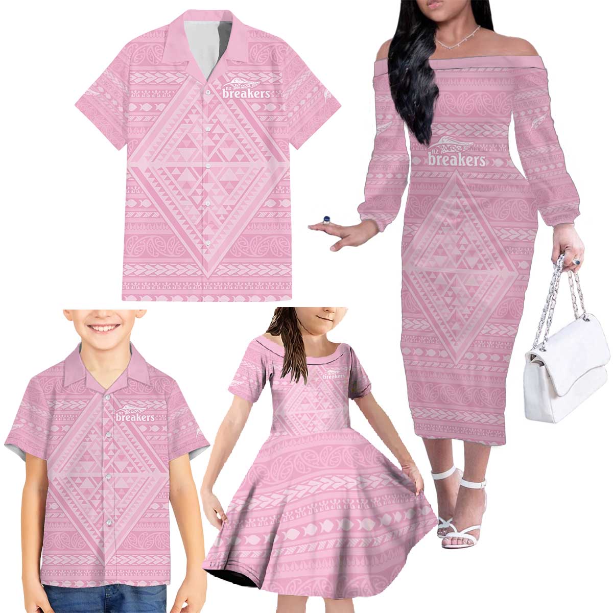 Custom New Zealand Basketball Indigenous Family Matching Off The Shoulder Long Sleeve Dress and Hawaiian Shirt - Aussie Hoodie